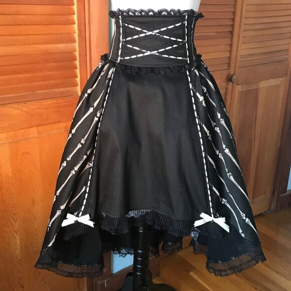 Lip Service Dresses & Skirts - Vintage Lip Service Lolita Bones Gothic Victorian EGL Black Bustle Skirt